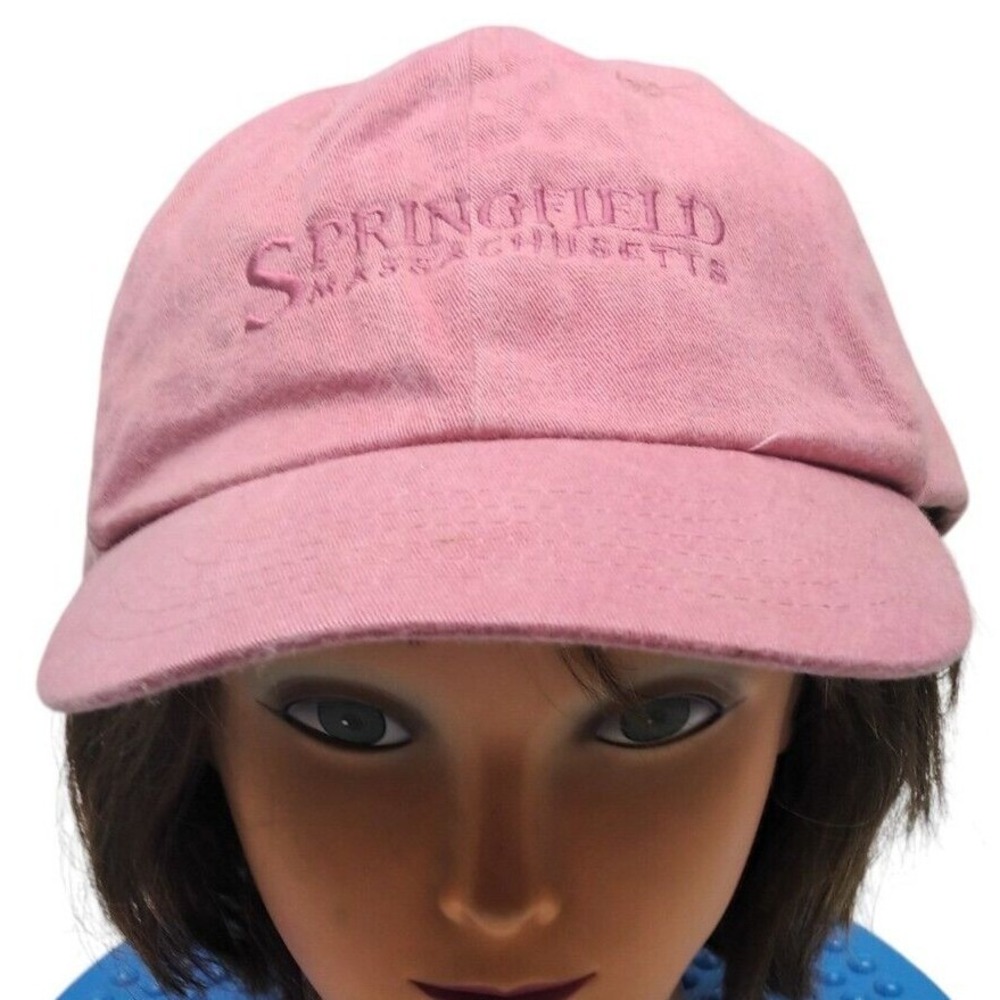 WOMENS SPRINGFIELD‎ MASSACHUSETTS HAT PINK EMBROIDERED STRAPBACK ADJUSTABLE CAP